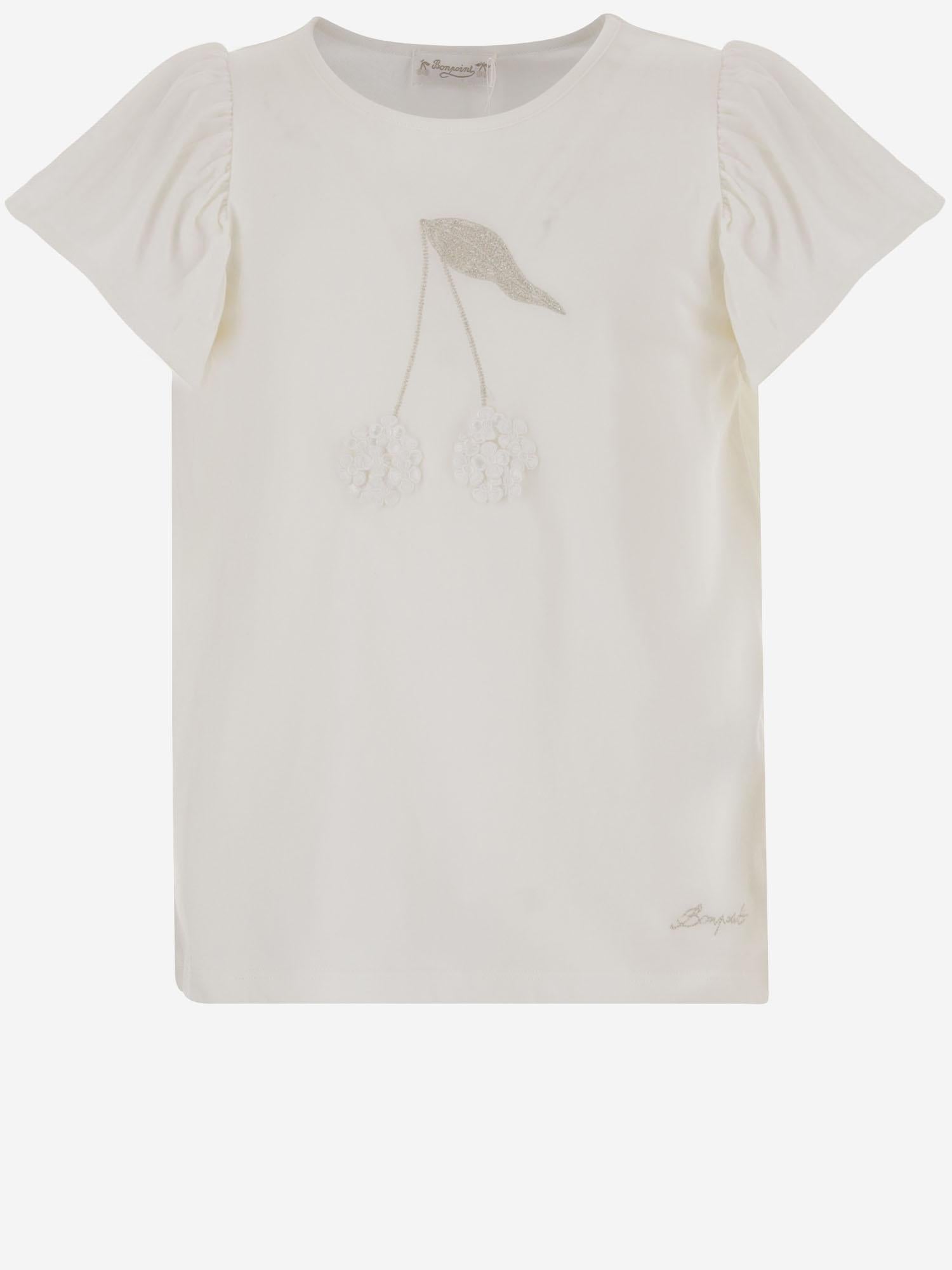 T-SHIRT IN COTONE CON MOTIVO CILIEGIE S06GTSK00008 102 BONPOINT KIDS 