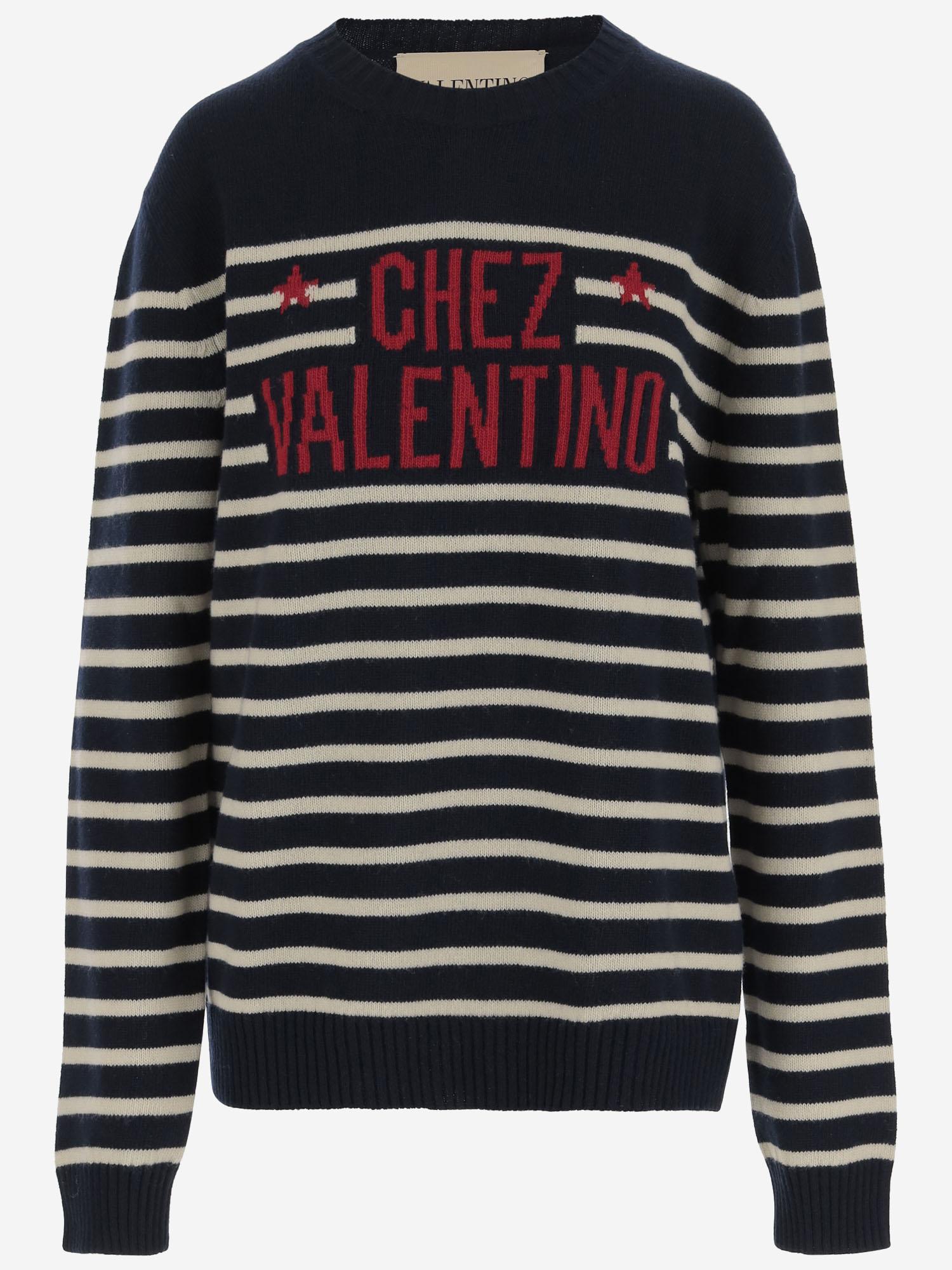 MAGLIONE CHEZ VALENTINO IN LANA CON MOTIVO A RIGHE 7V3KC34W B1WDYB VALENTINO 