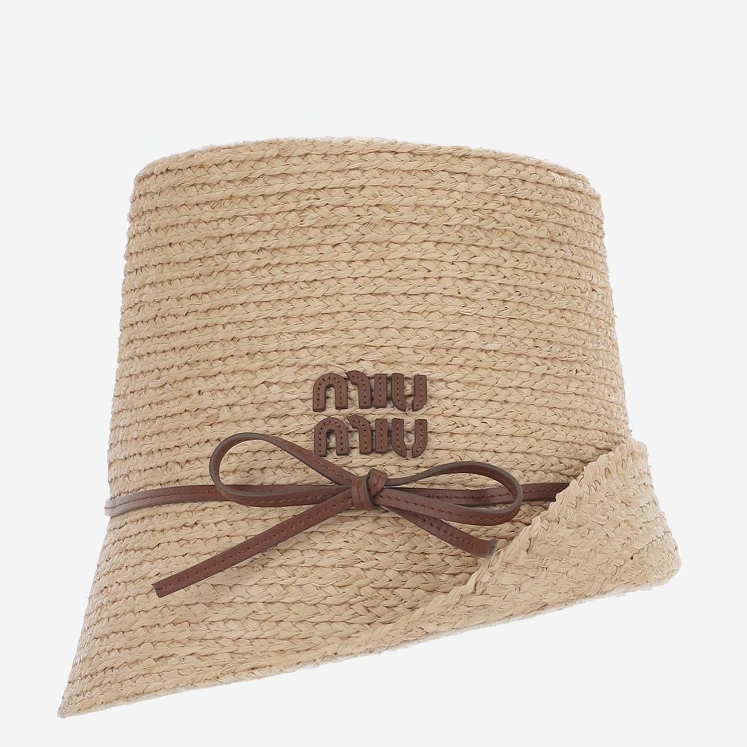 CAPPELLO IN RAFIA CON LOGO 5HC503 2IIFF062F MIU MIU 
