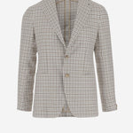GIACCA MONOPETTO IN MISTO LINO CON MOTIVO CHECK 1SMC22K 340303EA926 TAGLIATORE 