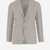 GIACCA MONOPETTO IN MISTO LINO CON MOTIVO CHECK 1SMC22K 340303EA926 TAGLIATORE 