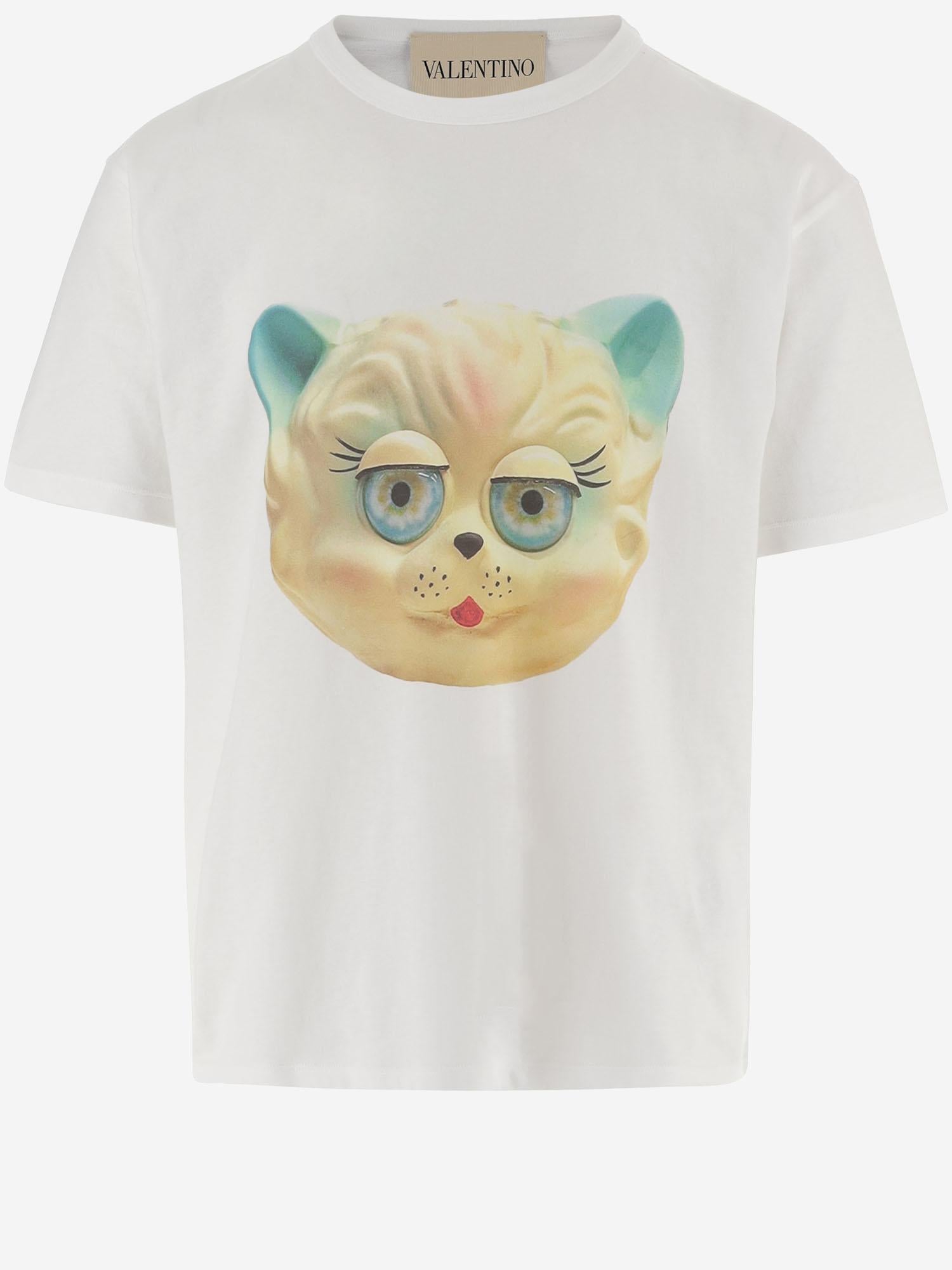 T-shirt in cotone con Stampa Le Chat De La Maison 8V3MG16P BD0A03 VALENTINO 