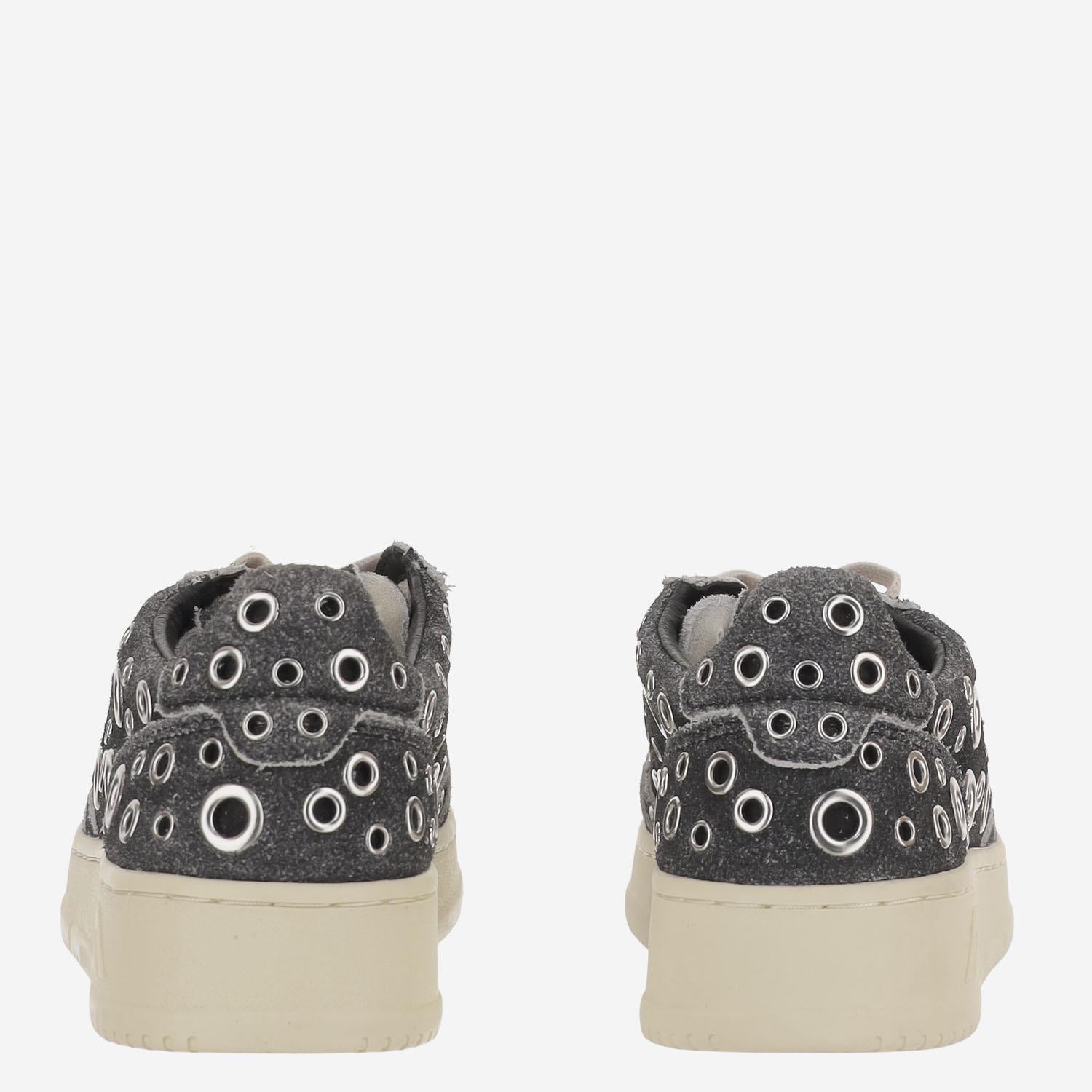 SNEAKERS IN CAMOSCIO CON OCCHIELLI METALLICI AULWTF01 SUEHOLBLKSILV AUTRY 