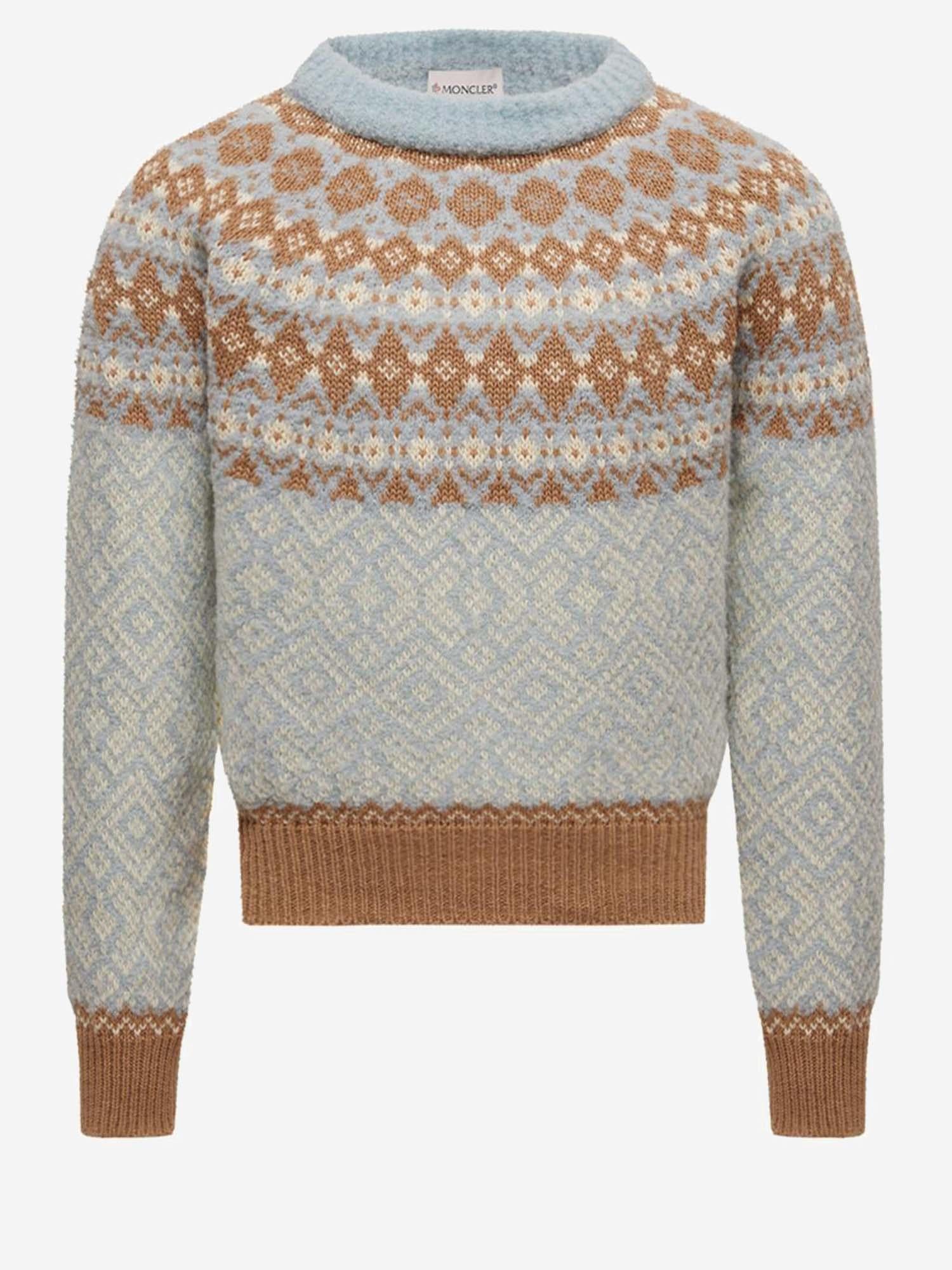 MAGLIONE IN MISTO LANA CON MOTIVO GEOMETRICO 9C00008M4505 702 MONCLER ENFANTS 