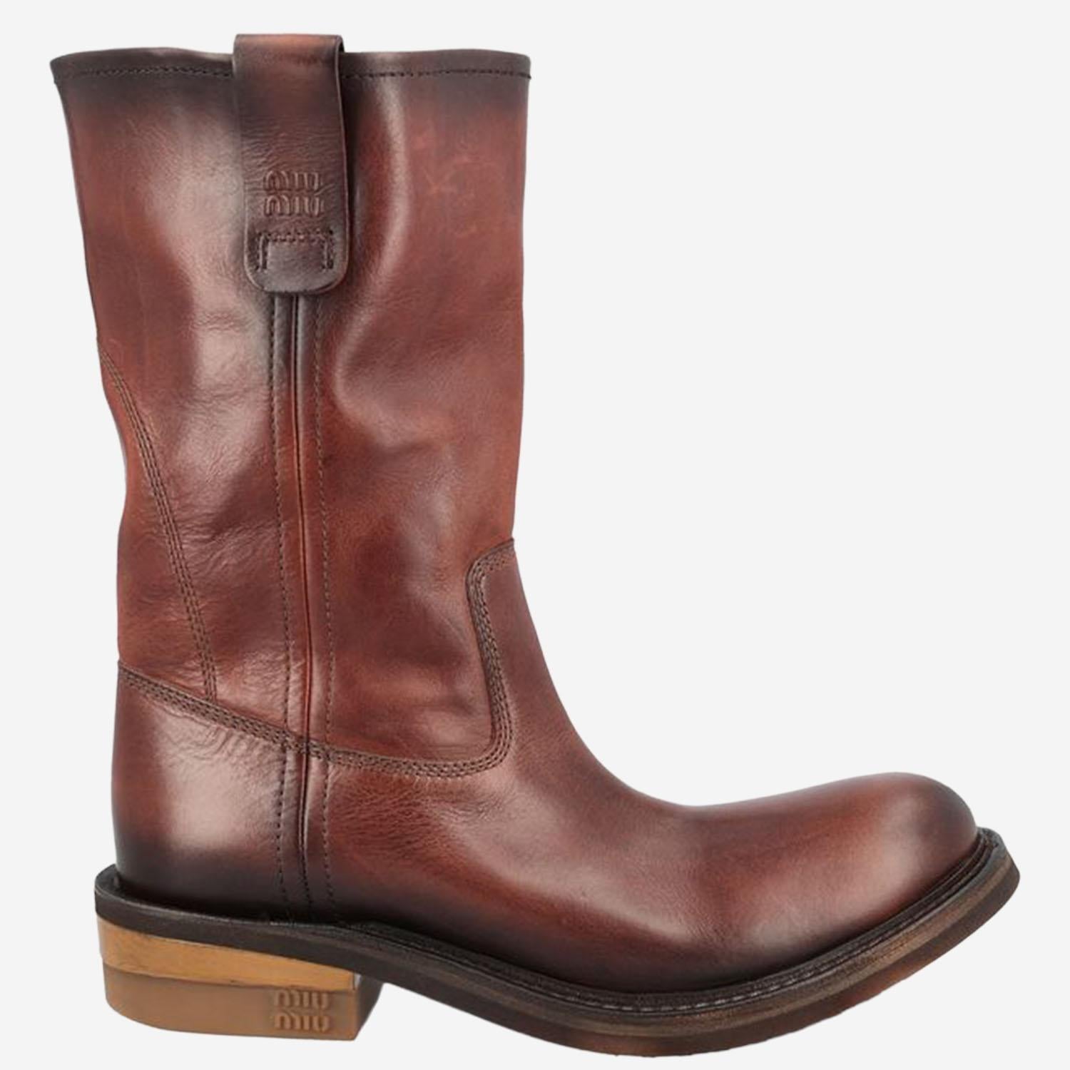 STIVALETTI FOULE IN PELLE 5U680E 5ODF0201 MIU MIU 