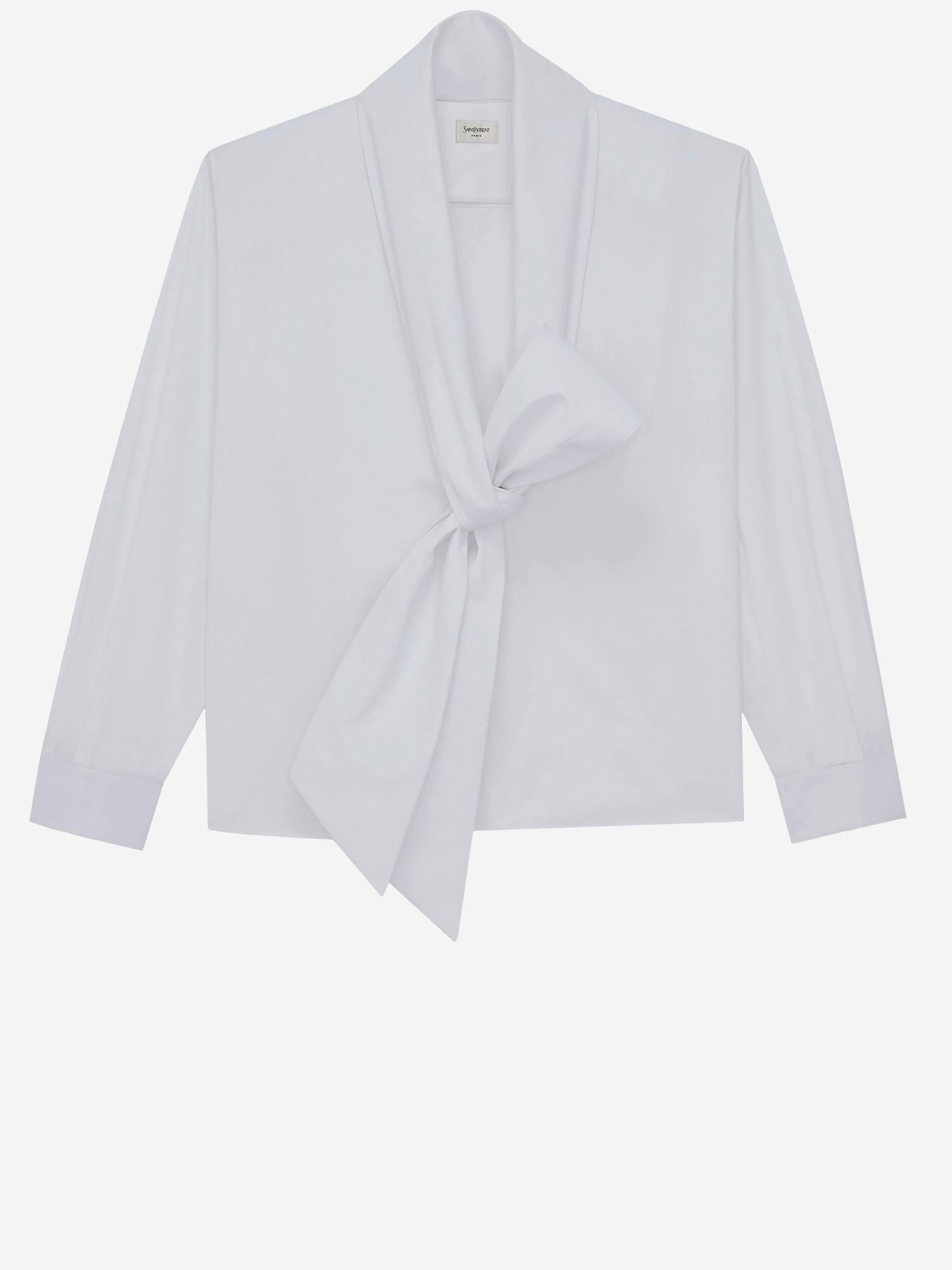 CAMICIA LAVALLIÈRE IN POPELINE DI COTONE 870726 Y1H489000 SAINT LAURENT 