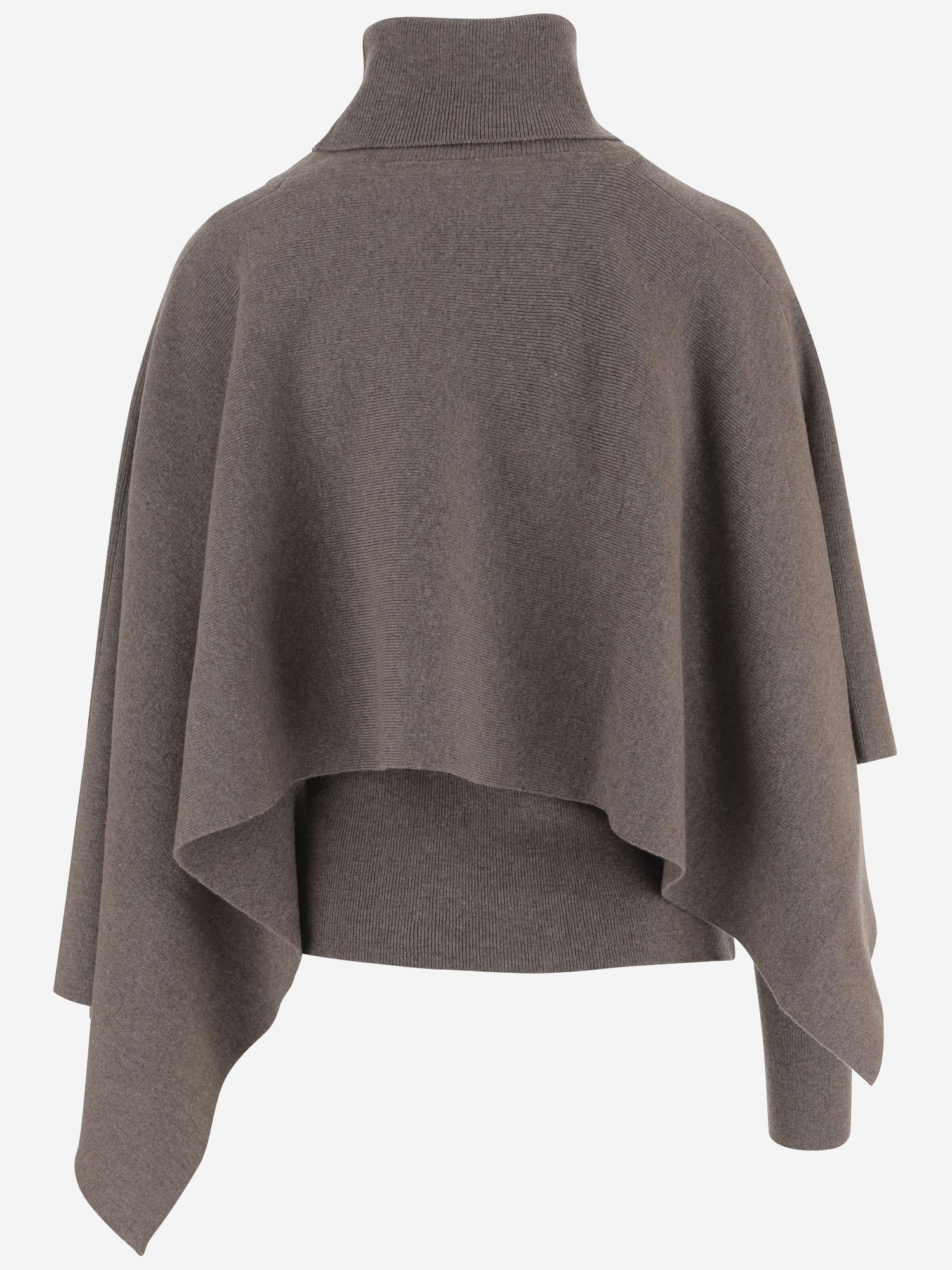 MAGLIONE ASIMMETRICO IN LANA CON COLLO ALTO E DRAPPEGGIO LATERALE 321925 BEIGE MAGDA BUTRYM 