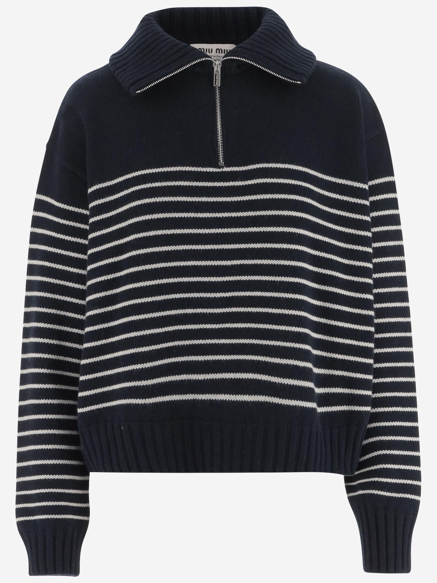 MAGLIONE IN CASHMERE CON MOTIVO A RIGHE MMLB52 18BJF022X MIU MIU 
