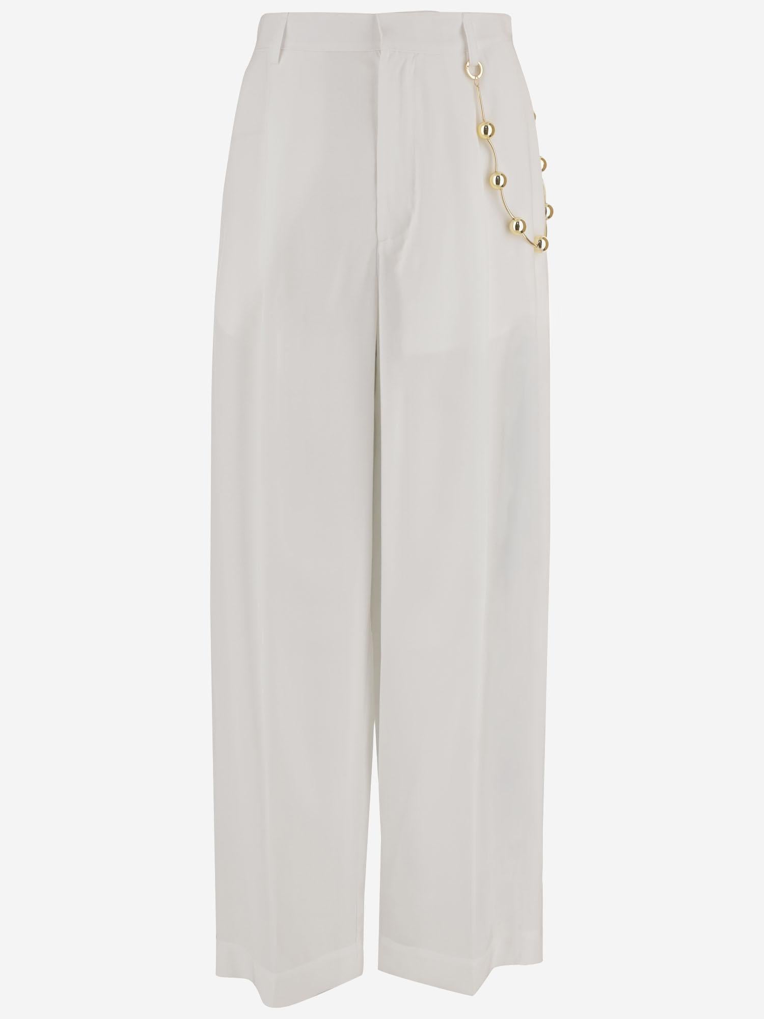 PANTALONI IN MISTO VISCOSA CON CATENA DECORATIVA WTR49S FAC1480001 DARKPARK 