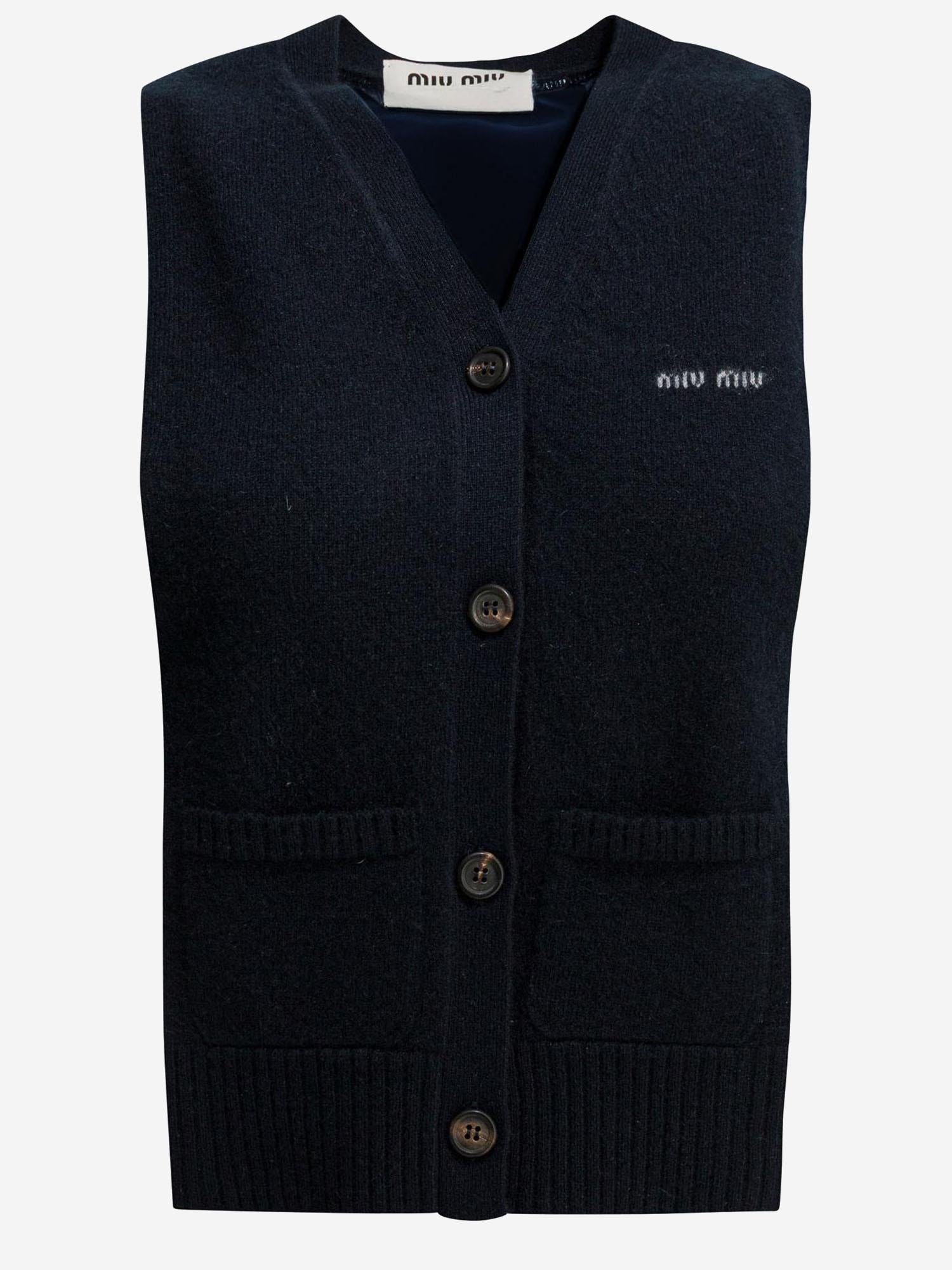 GILET IN CASHMERE CON LOGO MMV380 19RLF0008 MIU MIU 