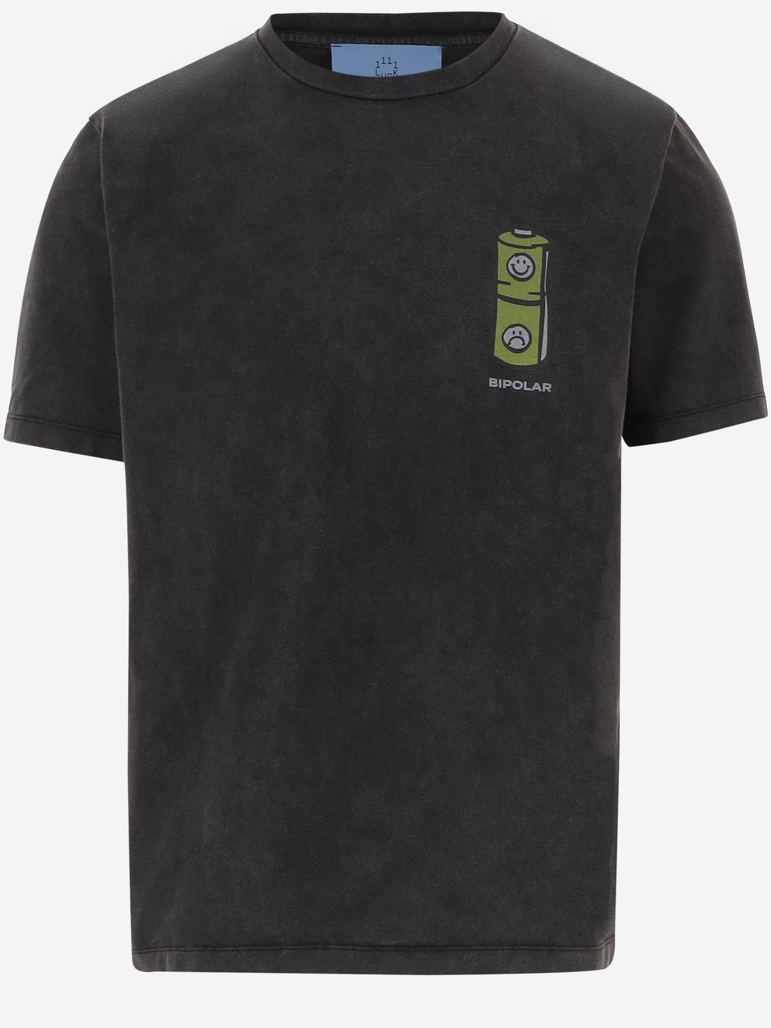 T-SHIRT IN COTONE CON STAMPA LOGO BIPOLARTEE BLACK 11:11 L.U.C.K. 