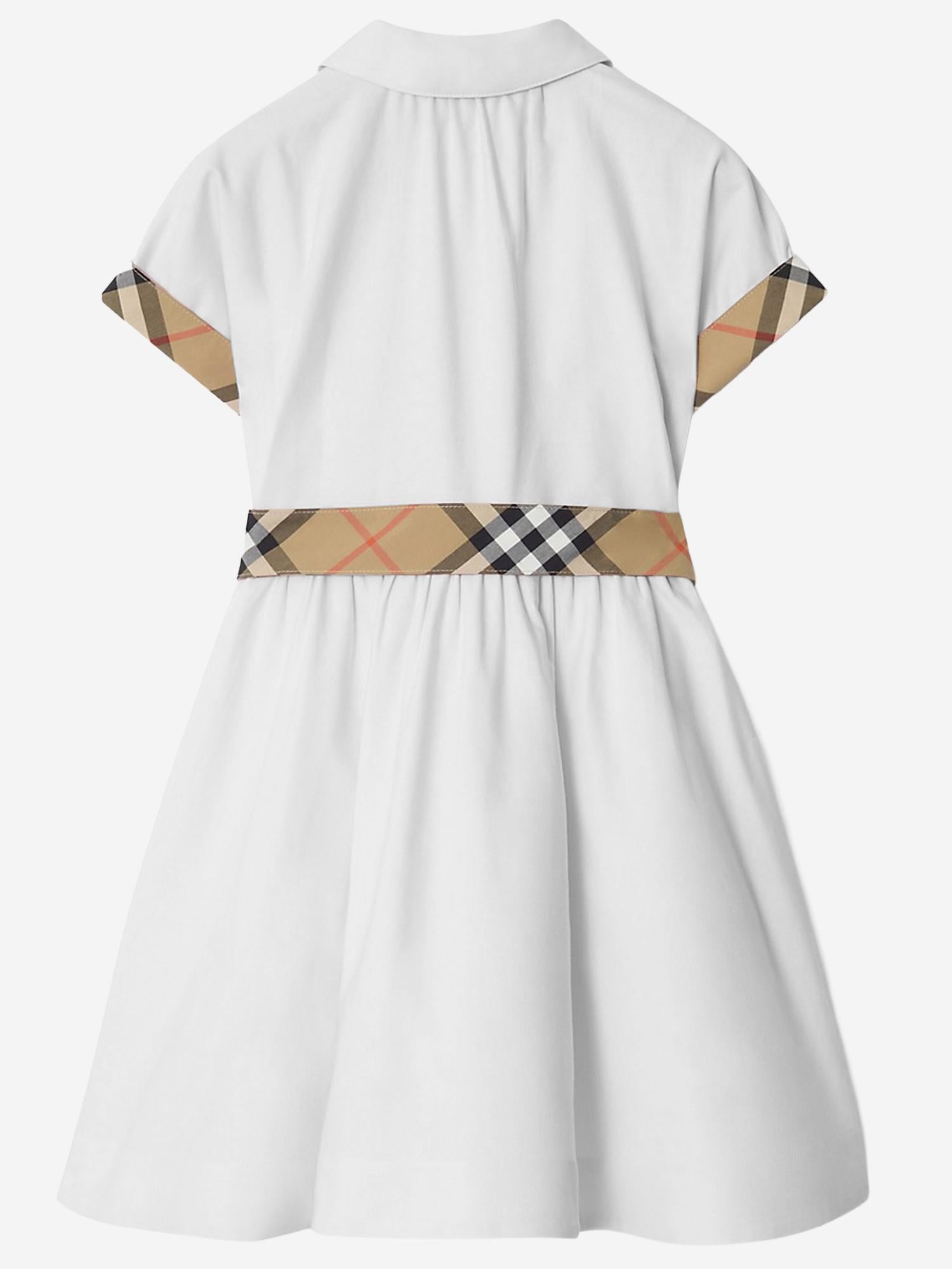 ABITO IN COTONE CON DETTAGLI A CHECK 8121228 WHITE BURBERRY KIDS 