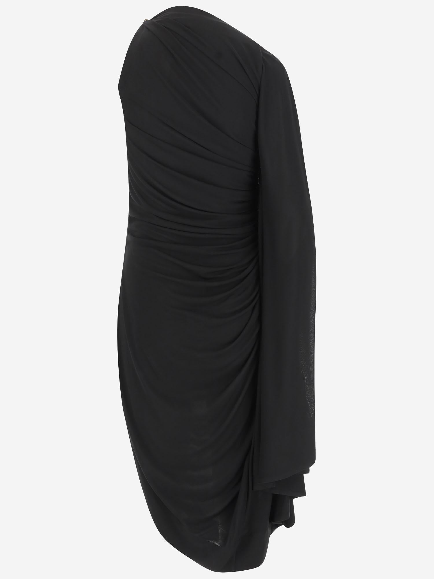 ABITO NERO CON DRAPPEGGIO IN JERSEY DI VISCOSA 819930 V4N201000 BOTTEGA VENETA 