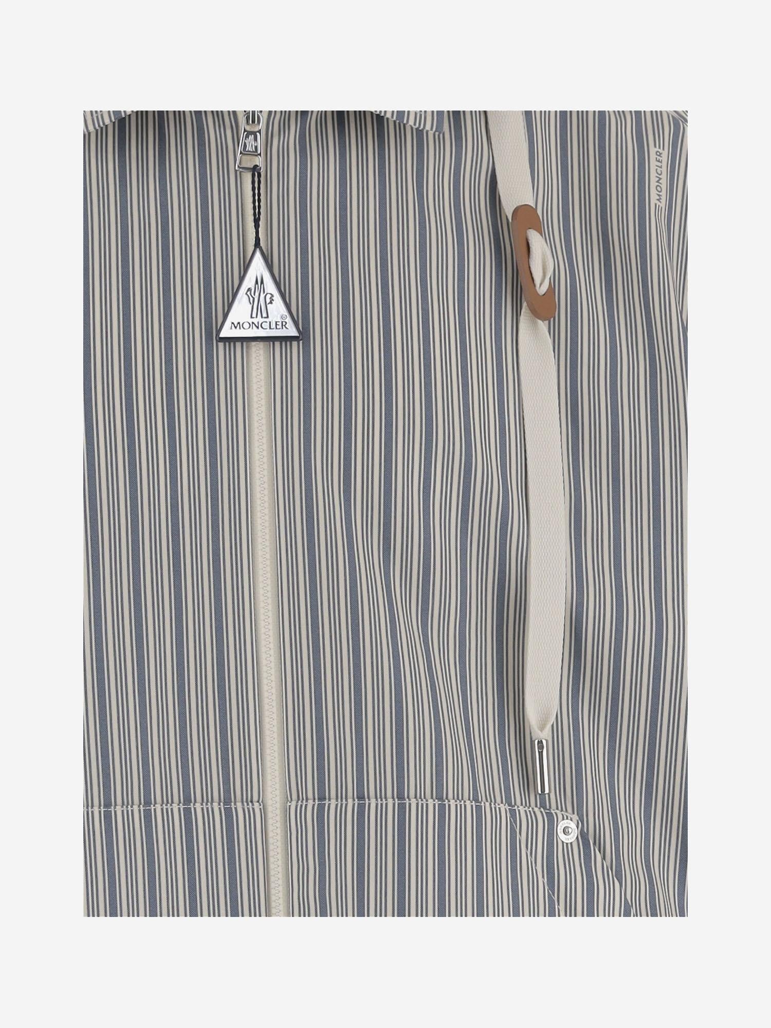 GIUBBOTTO IN COTONE A RIGHE CON CAPPUCCIO IN NYLON 1G00035 599J6S70 MONCLER 