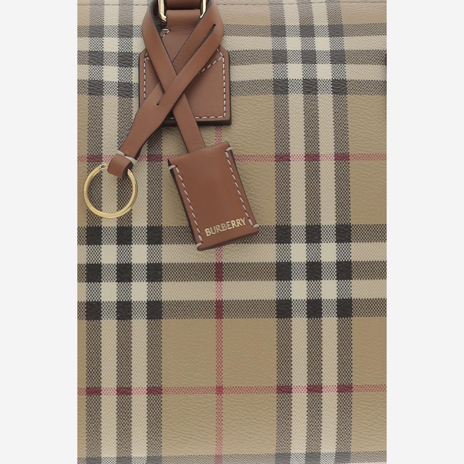 BORSA A MANO IN MISTO COTONE CON MOTIVO CHECK 8119049 VNTGCHKBRIARBROWN BURBERRY 