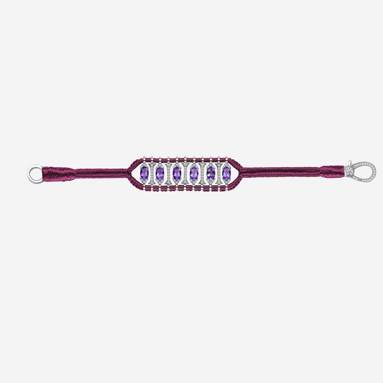 BRACCIALE ARGENTO CON DETTAGLIO GEOMETRICO VIOLA TERESINA FUCSIA SILVIA BINI GIOIELLI 
