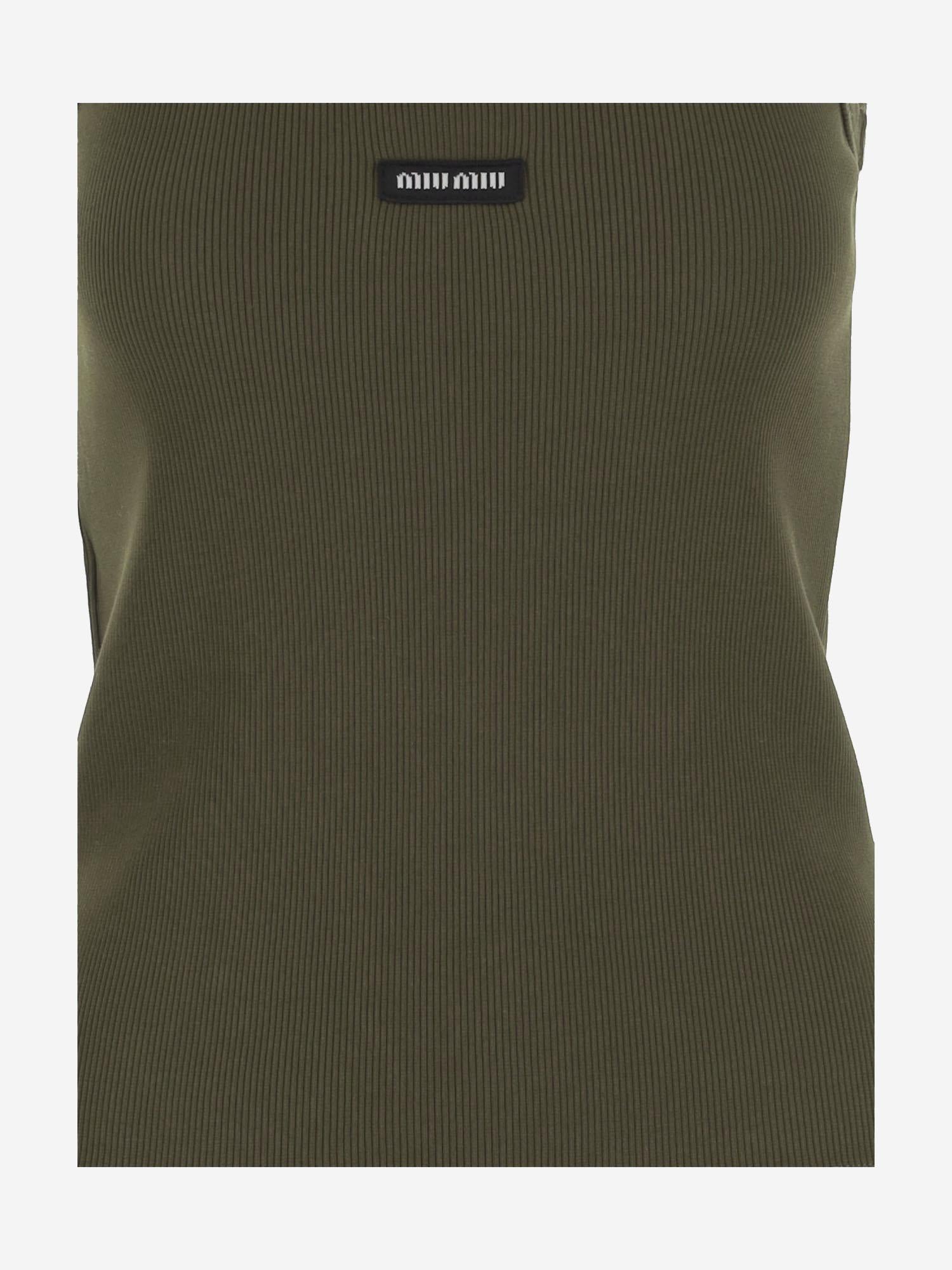 TOP IN COTONE STRETCH CON LOGO MJT694 1464F0161 MIU MIU 