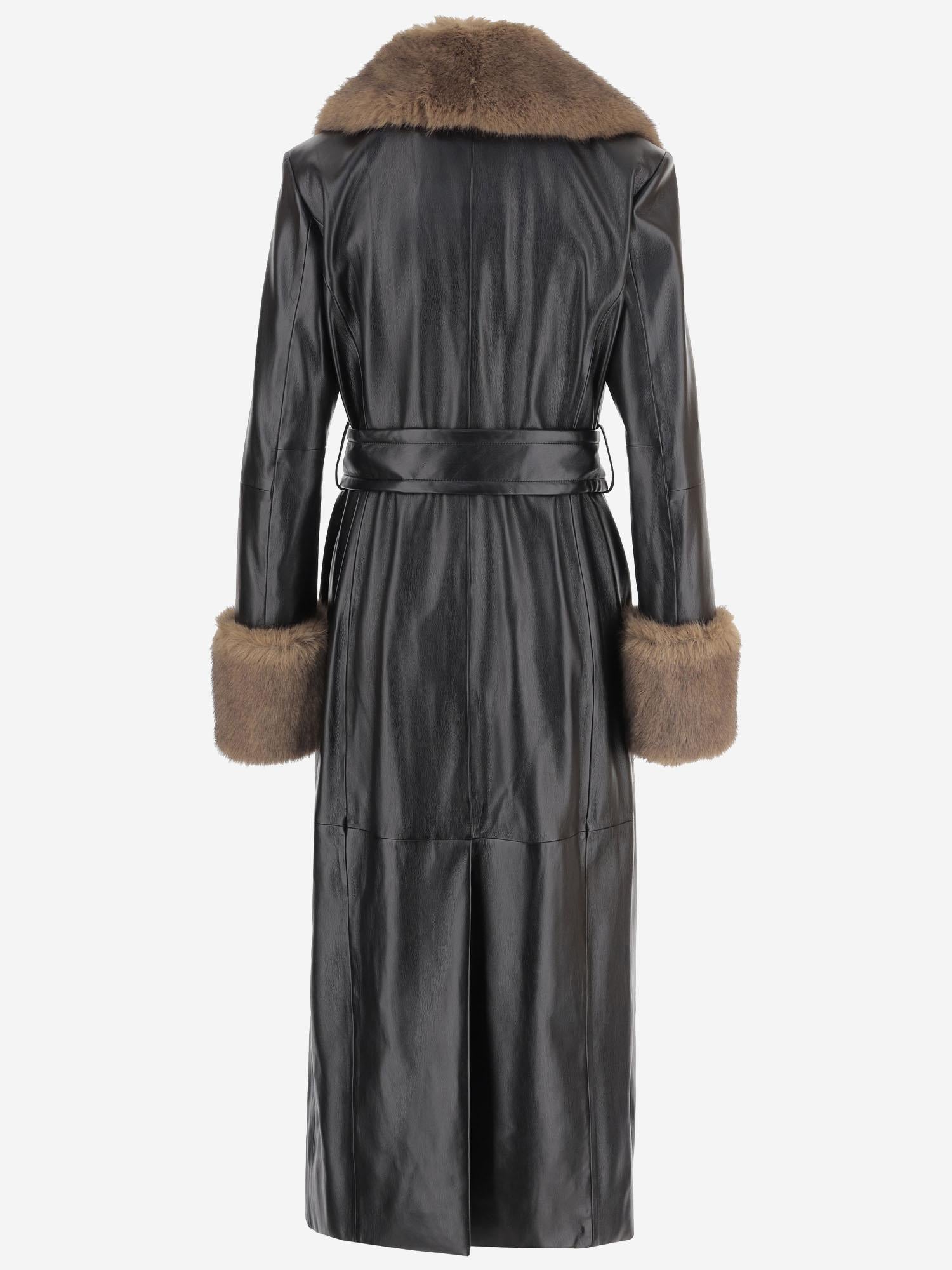CAPPOTTO ESTELLA IN PELLE SINTETICA CON DETTAGLI IN PELLICCIA 66554 802489985 STAND STUDIO 