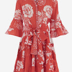 ABITO IN COTONE CON MOTIVO FLOREALE KIMONO 04RED PEPS CANNES 