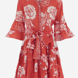 ABITO IN COTONE CON MOTIVO FLOREALE KIMONO 04RED PEPS CANNES 