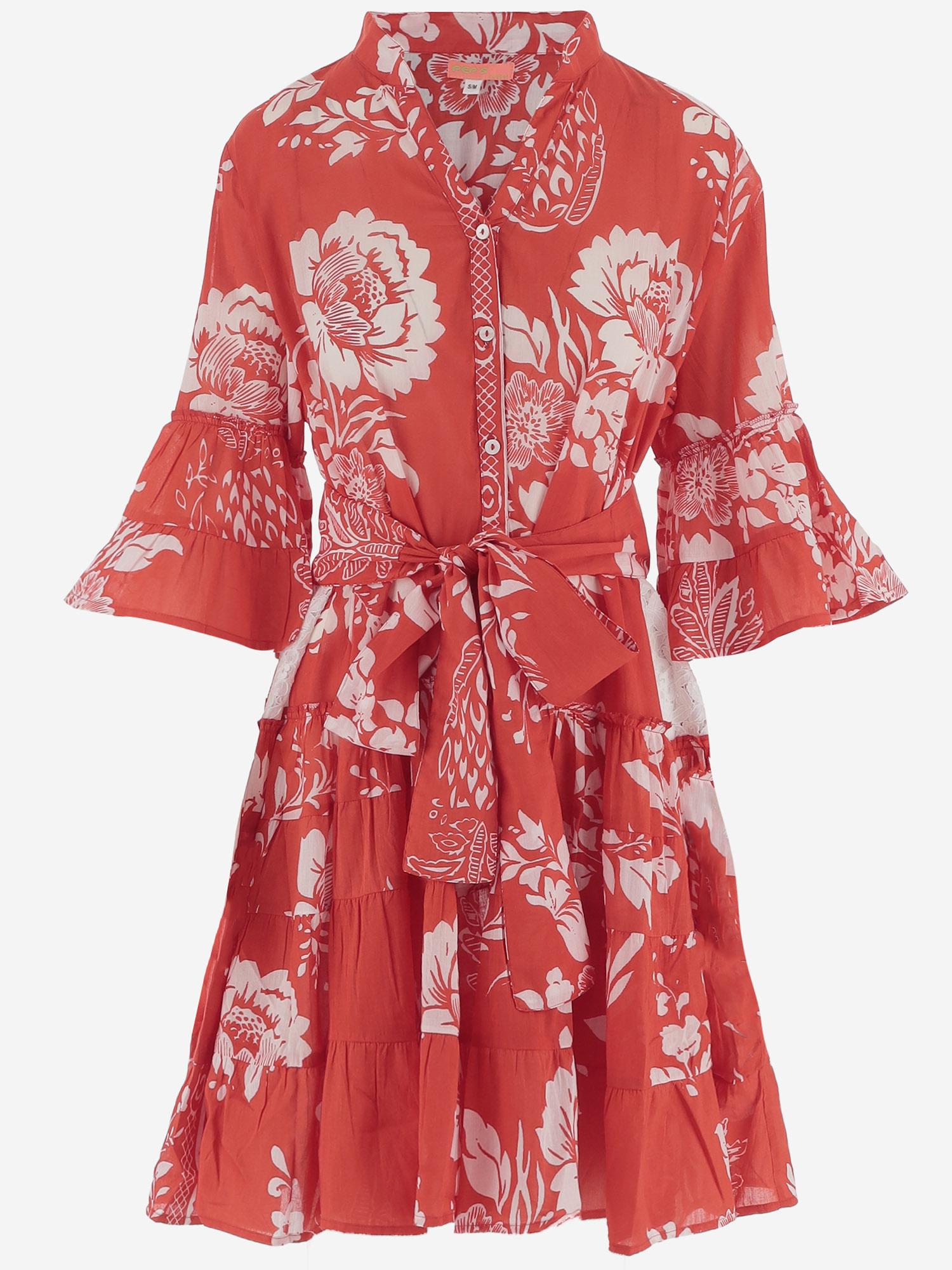 ABITO IN COTONE CON MOTIVO FLOREALE KIMONO 04RED PEPS CANNES 