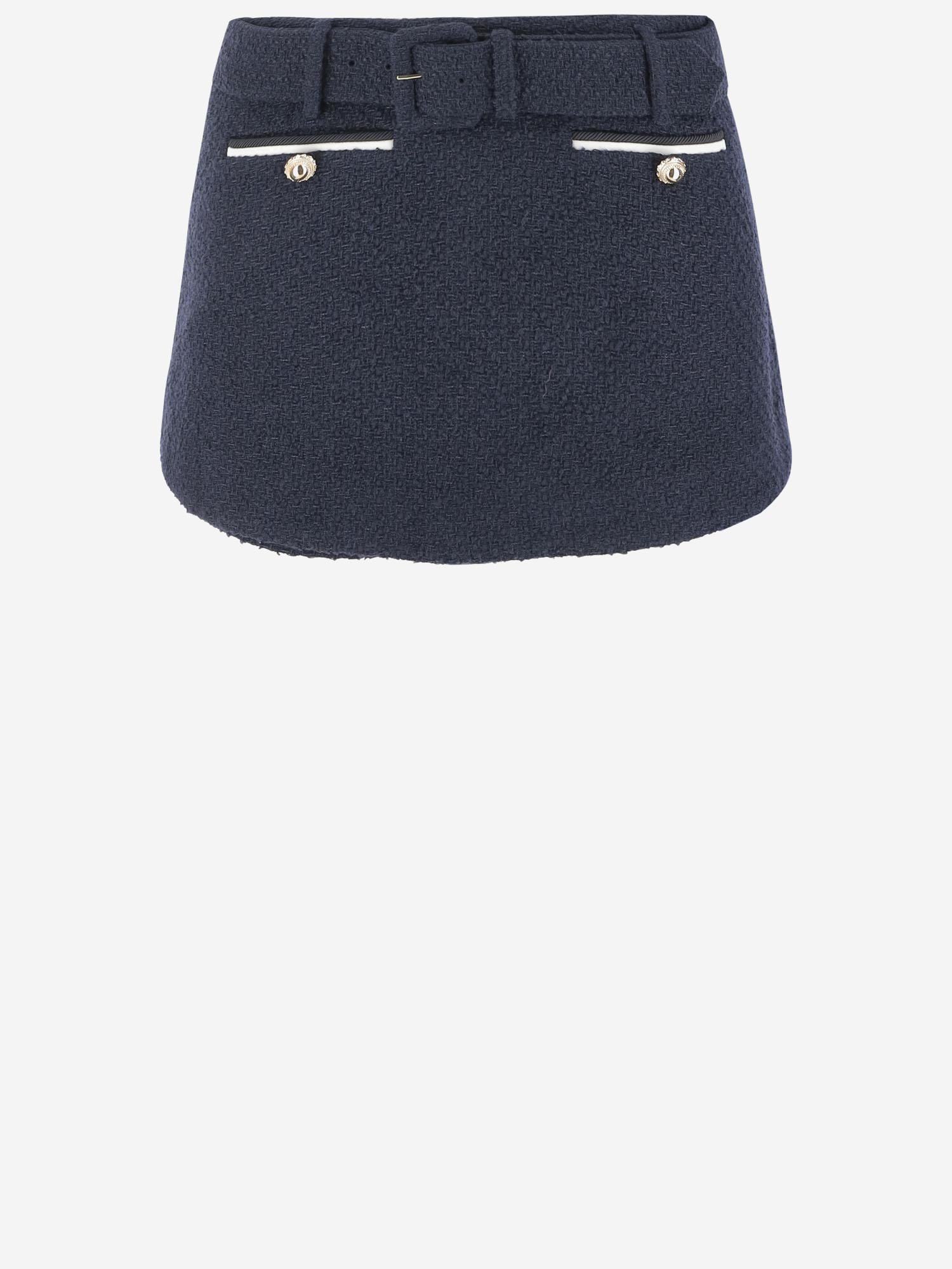 MINI GONNA IN TESSUTO BOUCLÉ PF25034PBL BLUE SELF PORTRAIT 
