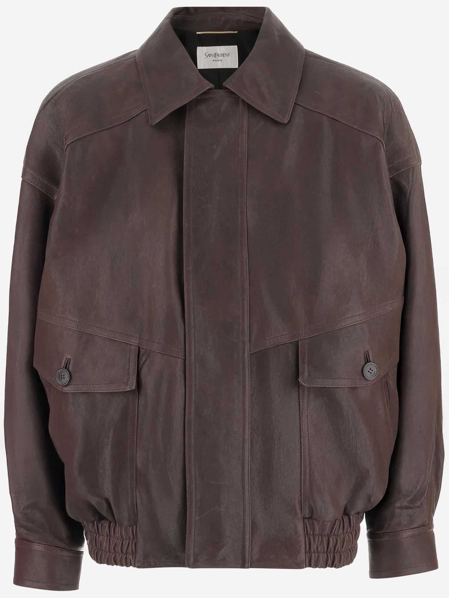 GIUBBOTTO IN PELLE CON COLLETTO CLASSICO 842948 YCNW22820 SAINT LAURENT 