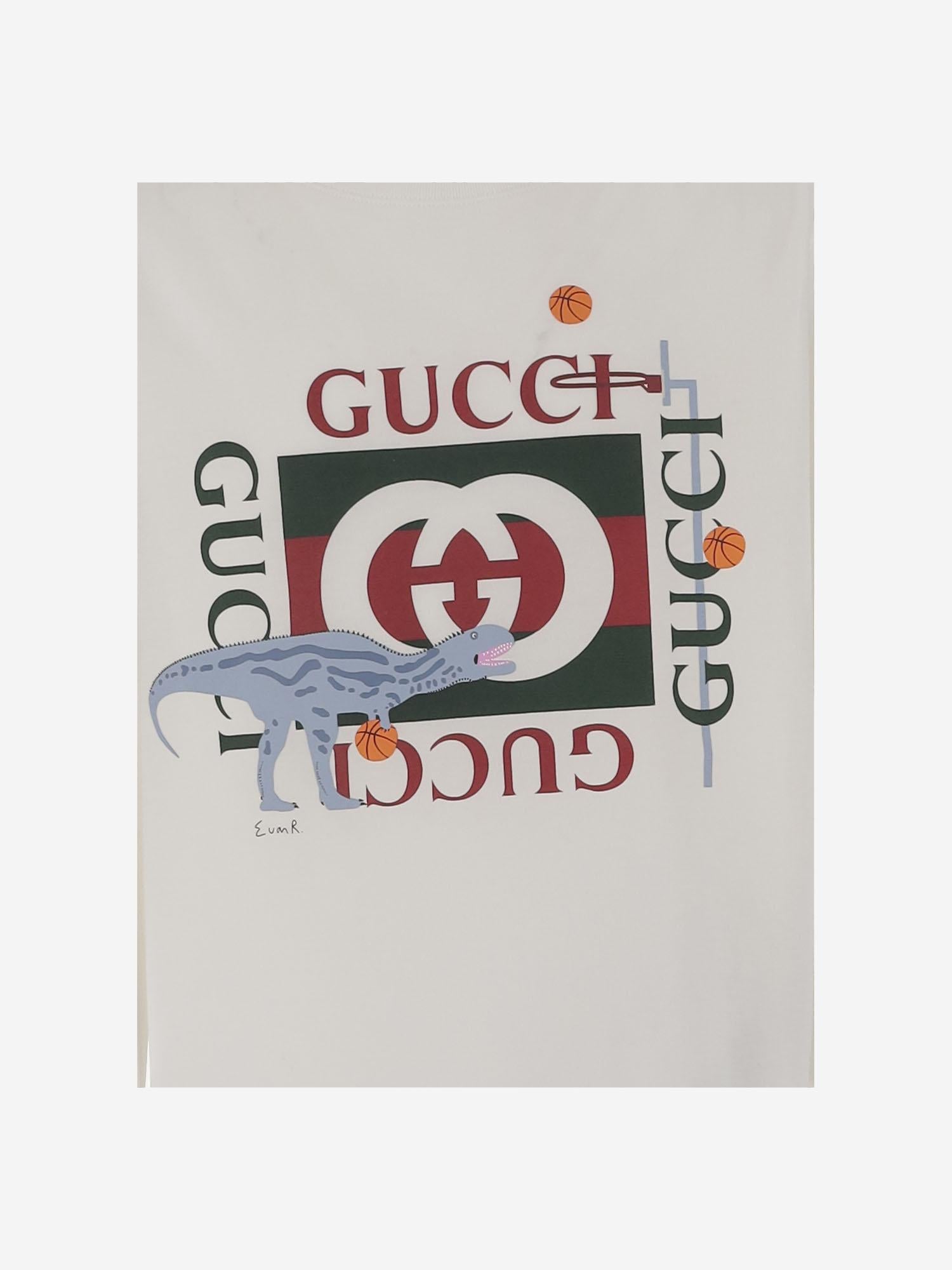 T-shirt in cotone con stampa 575114 XJHFH9214 GUCCI KIDS 