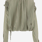 CAMICIA IN CUPRO A RIGHE CON VOLANT 010745 3274604 DRIES VAN NOTEN 
