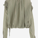 CAMICIA IN CUPRO A RIGHE CON VOLANT 010745 3274604 DRIES VAN NOTEN 