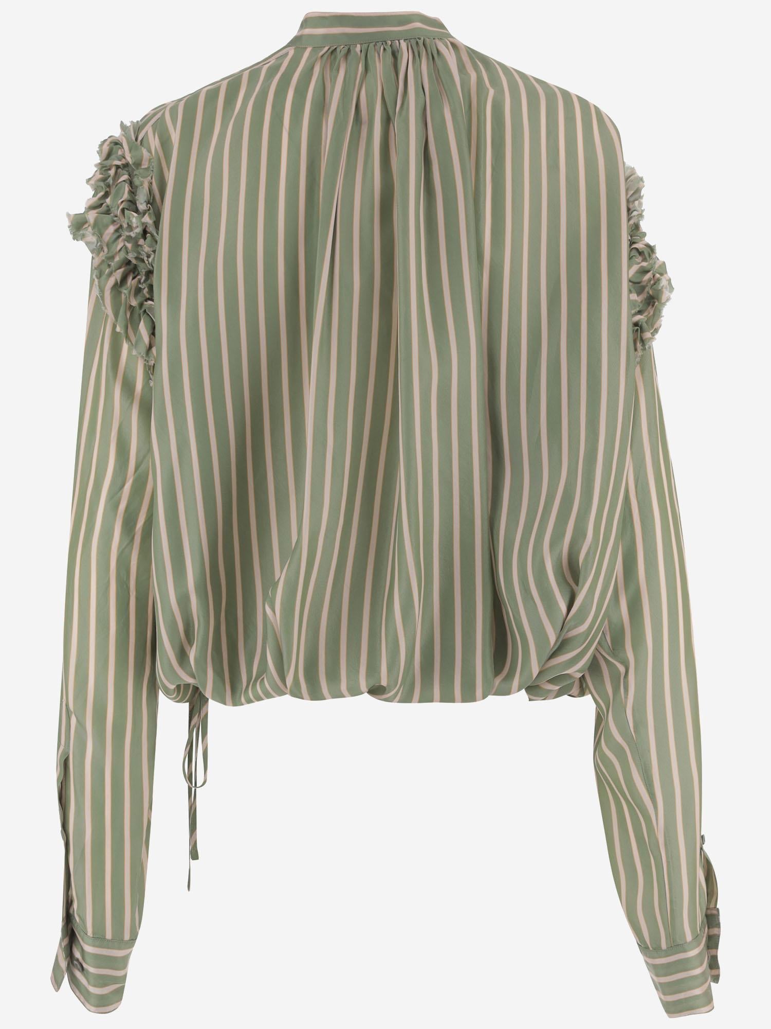 CAMICIA IN CUPRO A RIGHE CON VOLANT 010745 3274604 DRIES VAN NOTEN 