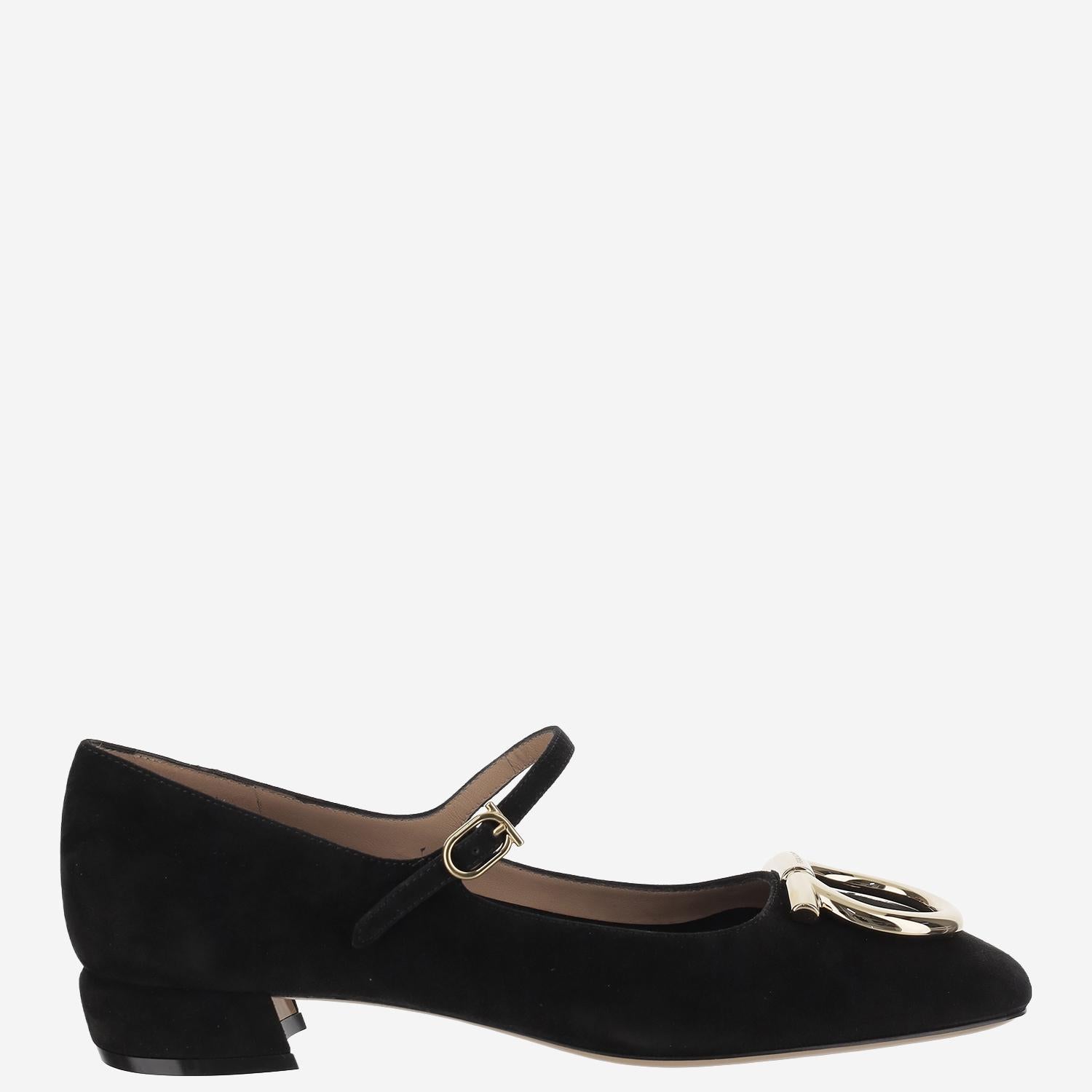 BALLERINE IN PELLE SCAMOSCIATA MARRY2 001NERONEROAMARETTI SALVATORE FERRAGAMO 