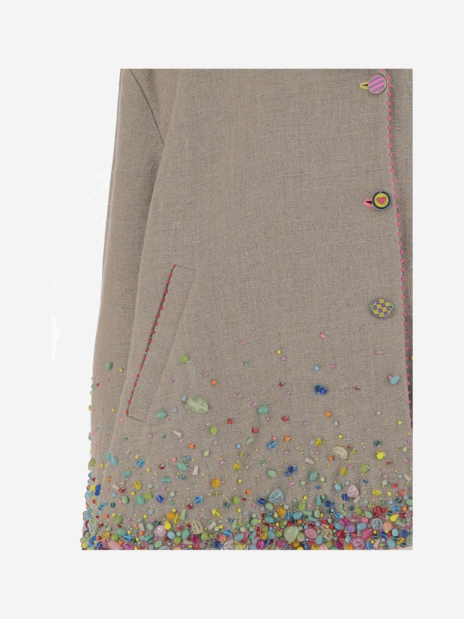 Giacca in lino con perline DLWPJNFL01E GREEN PERO 