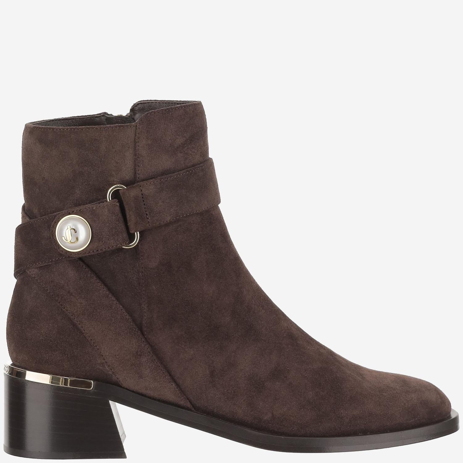 STIVALETTI NOOR 45 IN PELLE SCAMOSCIATA NOOR45 SVVCHOCOLATE JIMMY CHOO 