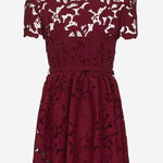 ABITO IN PIZZO FLOREALE CON MANICHE A SBUFFO PF25112SBU BURGUNDY SELF PORTRAIT 