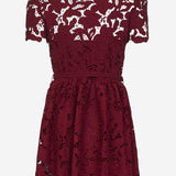 ABITO IN PIZZO FLOREALE CON MANICHE A SBUFFO PF25112SBU BURGUNDY SELF PORTRAIT 