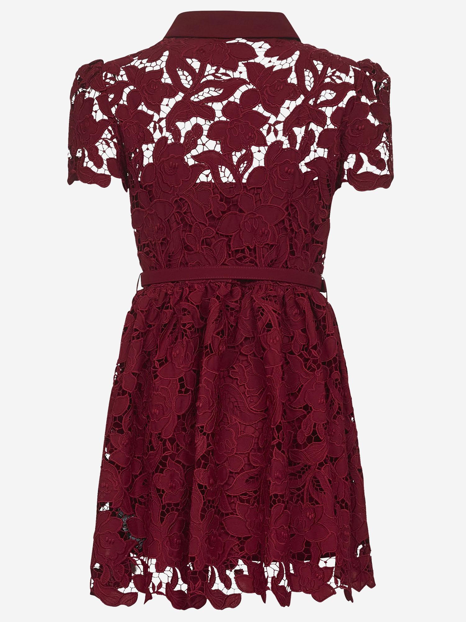 ABITO IN PIZZO FLOREALE CON MANICHE A SBUFFO PF25112SBU BURGUNDY SELF PORTRAIT 