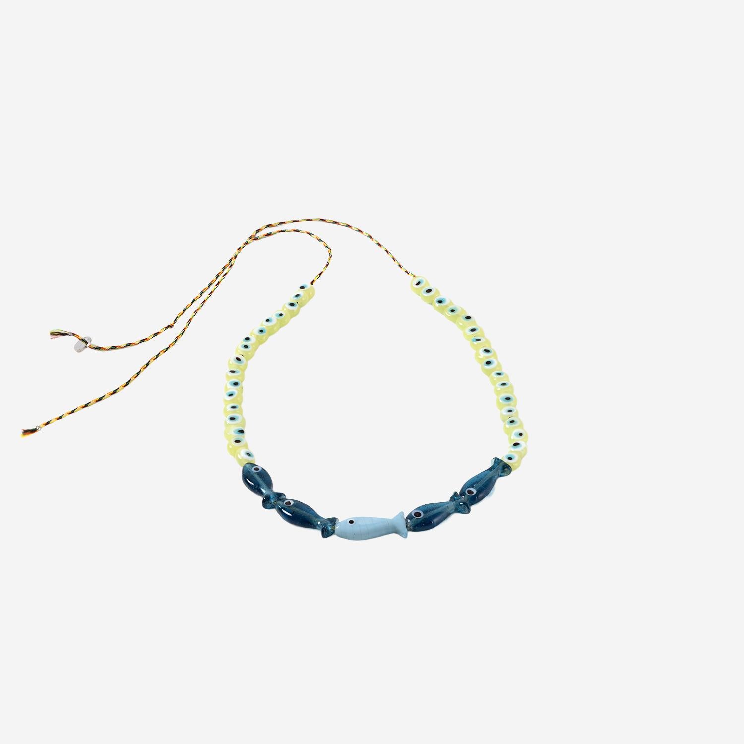 BRACCIALE IN TESSUTO E PERLE DI VETRO FISHGLASSBEAD BLUELIGHBLUE SORBET ISLAND 