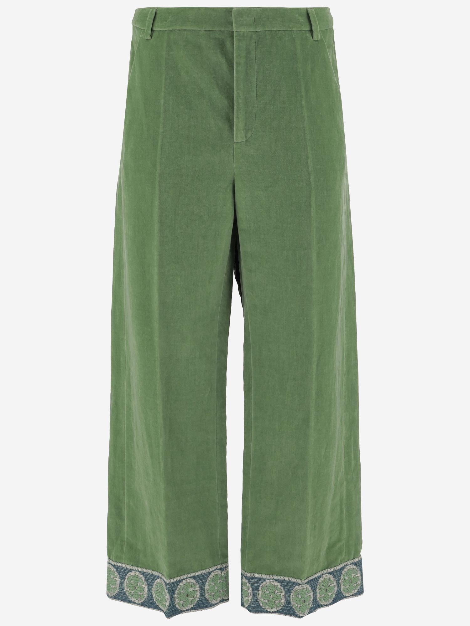 PANTALONI IN COTONE E LINO CON FONDO IN JACQUARD 6V3RBJ74AM2 LR1 VALENTINO 