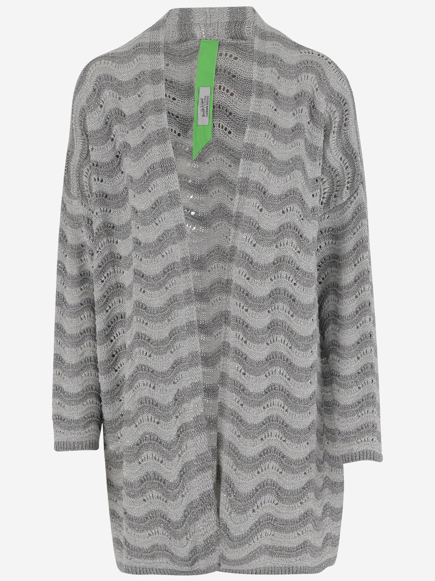 CARDIGAN OPEN-FRONT IN MISTO 066 ARGENTO COLOUR MARKET 
