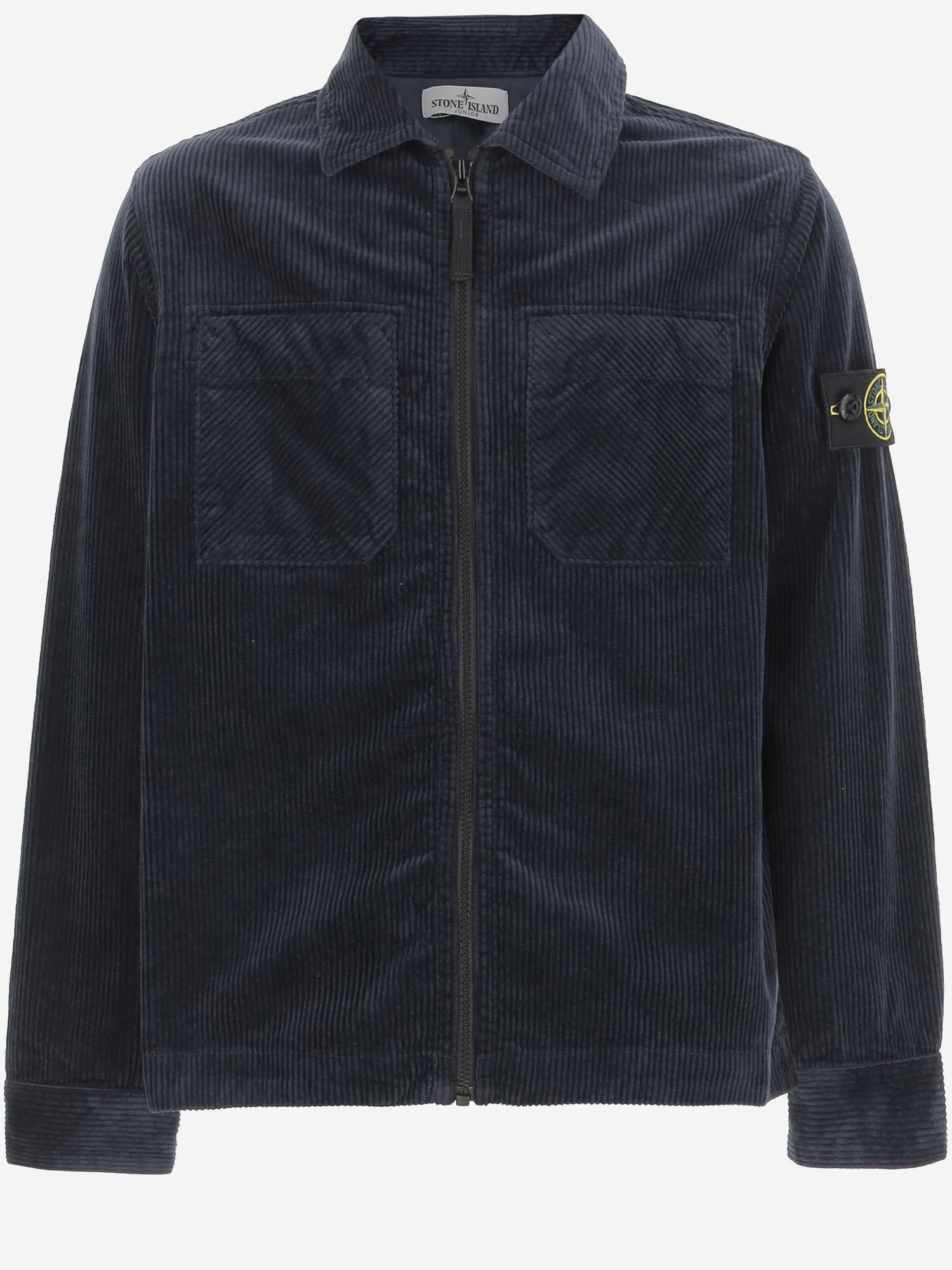 CAMICIA IN VELLUTO DI MISTO COTONE STRETCH 1200003 S0199V0020 STONE ISLAND KIDS 