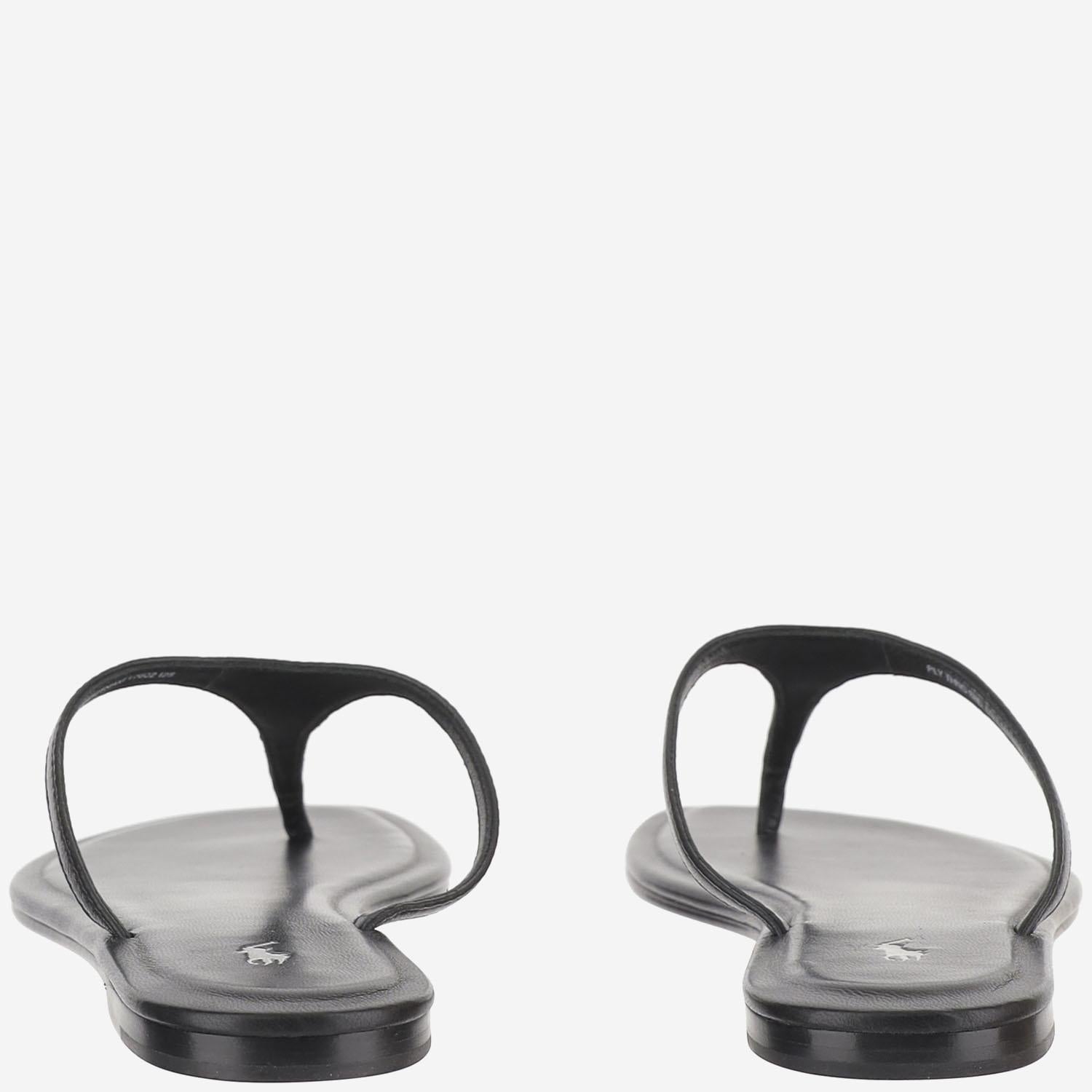 SANDALI IN PELLE CON LOGO 818P01594 001 POLO RALPH LAUREN 