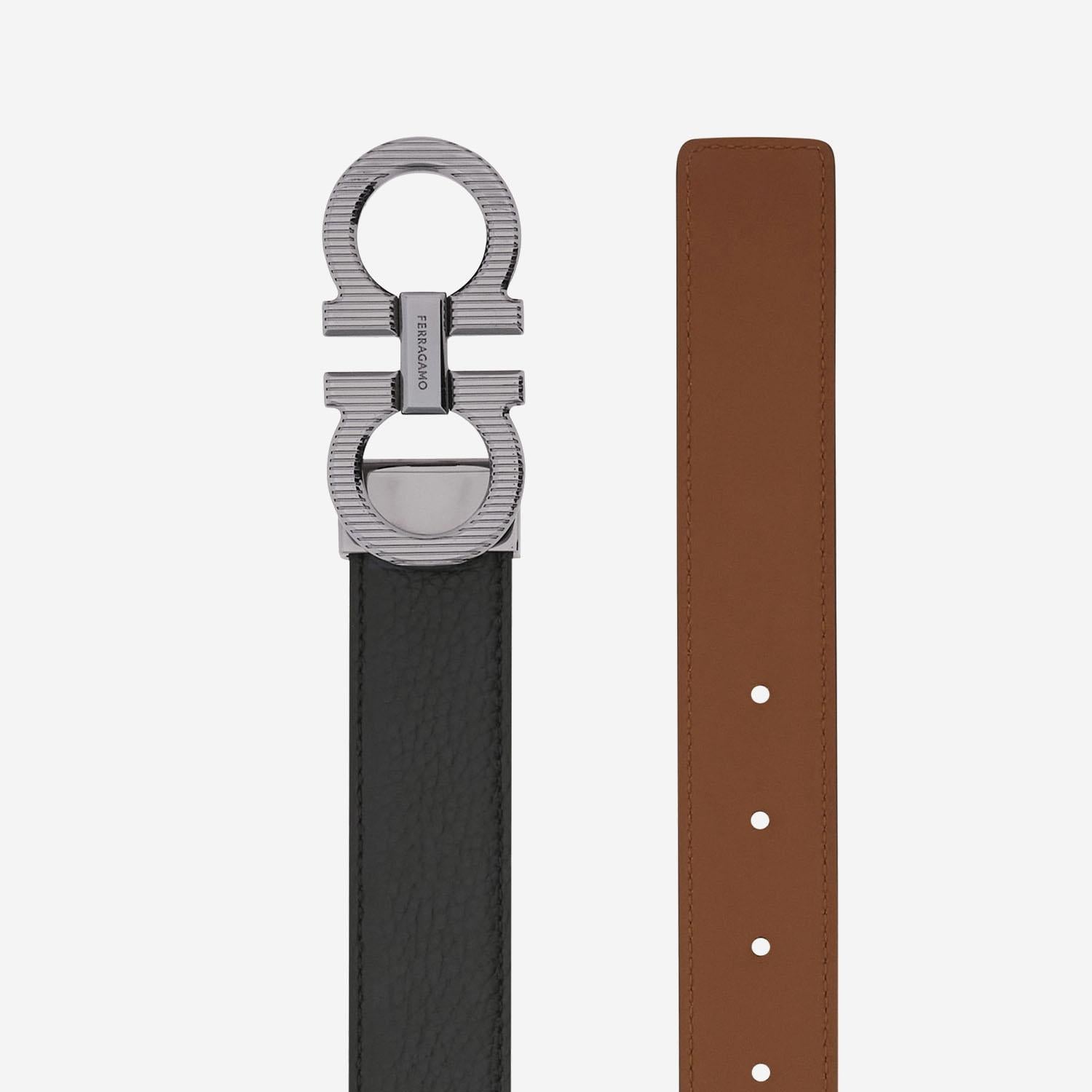 CINTURA RELIZZATA IN PELLE 670574 002NERONEWCOGNAC SALVATORE FERRAGAMO 