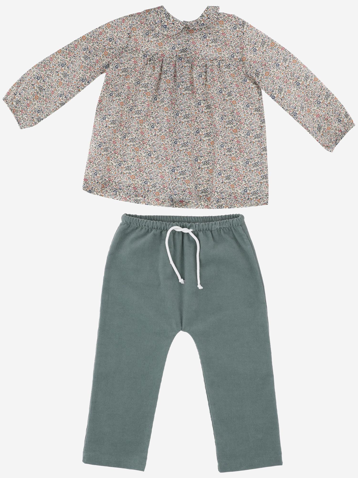 SET MAGLIA FIORI E PANTALONI IN COTONE PABLO 64 NICOLETTA FANNA KIDS 