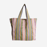 BORSA SHOPPING CON MOTIVO A RIGHE AU820995 06YELLOW/BLUE/PURPLE EJA 