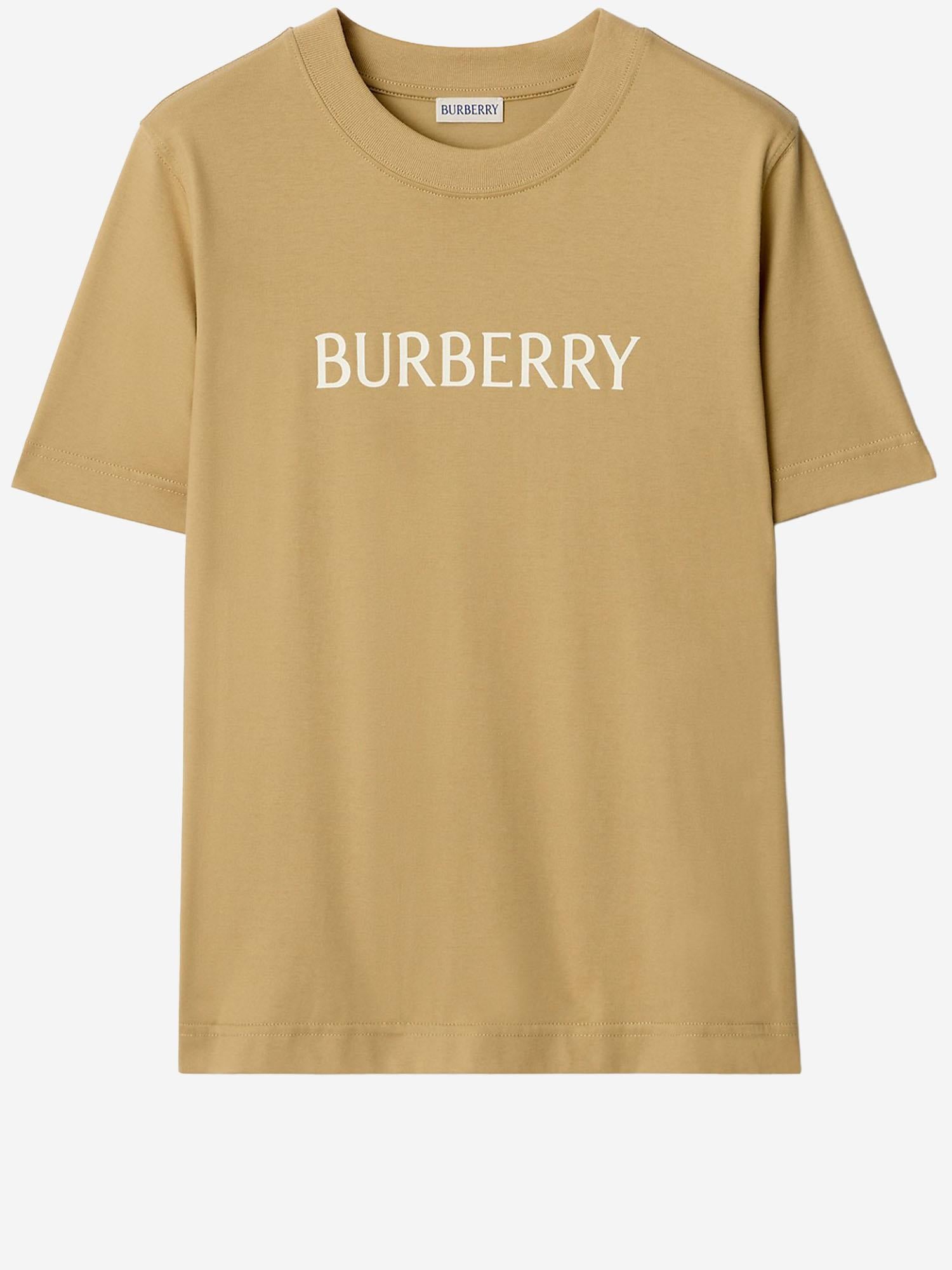 T-SHIRT IN COTONE CON LOGO 8118975 FLAX BURBERRY 