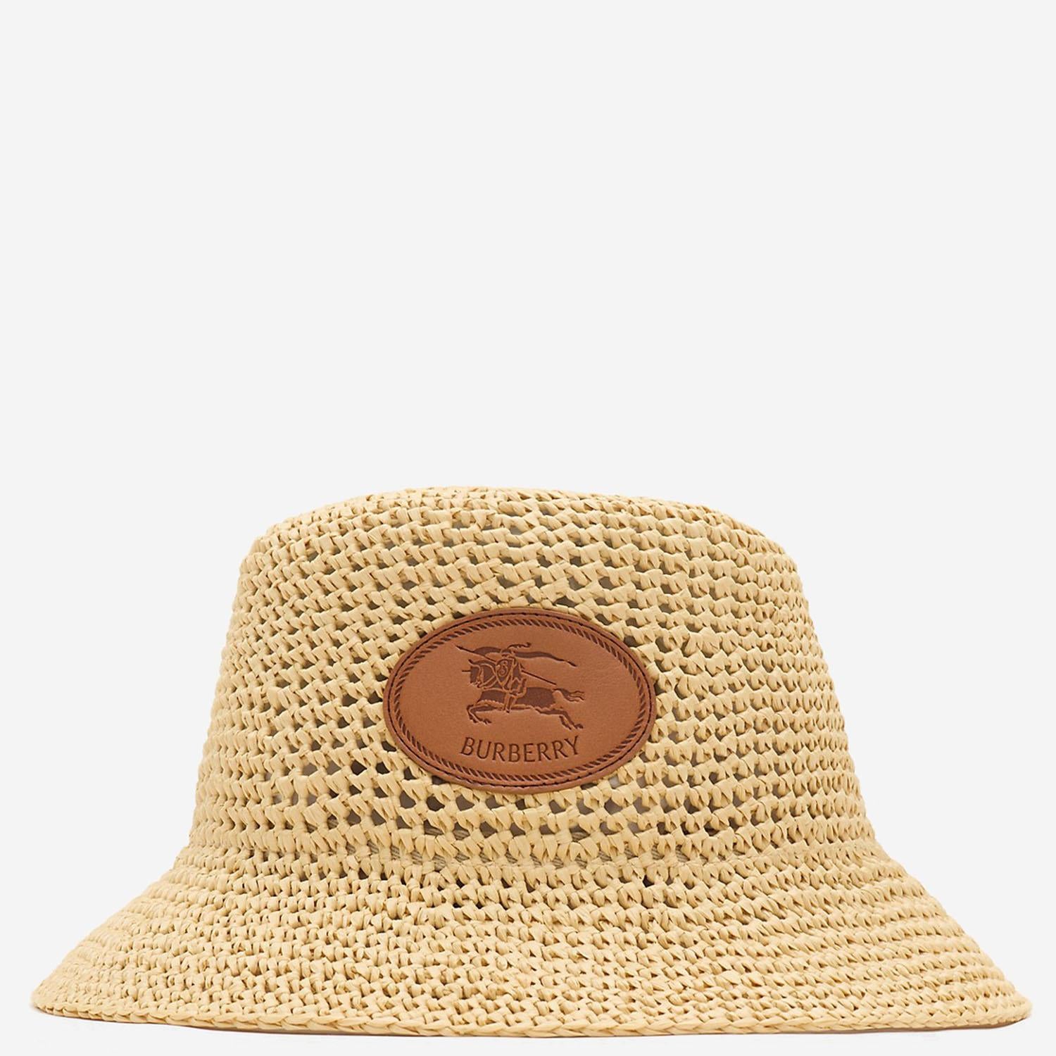 CAPPELLO BUCKET IN RAFIA CON LOGO 8126535 NATURAL BURBERRY 