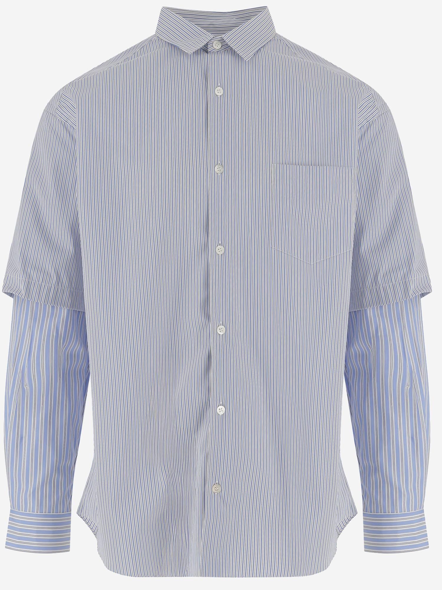 CAMICIA IN COTONE A RIGHE CON MANICHE DOPPIE HQB007 1 HOMME 