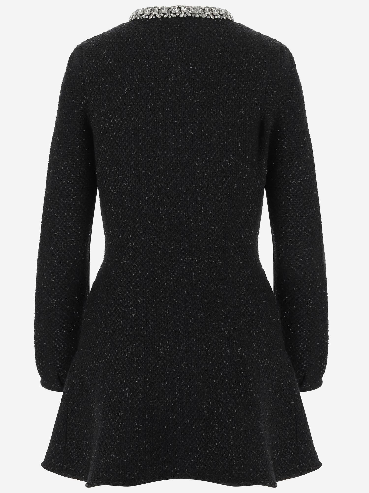 MINI ABITO IN MAGLIA DI MISTO COTONE CON MICRO PAILLETTES RS25035SB BLACK SELF PORTRAIT 