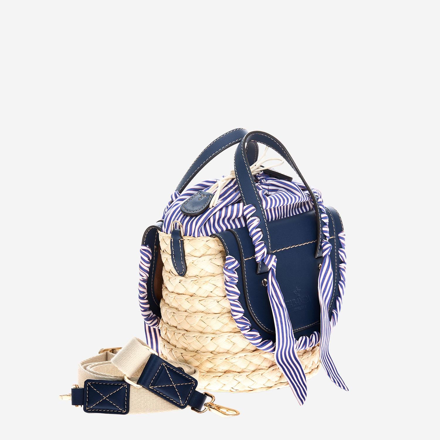 BORSA HABANERA IN PELLE E RAFIA HABANERAPOPELINE MARINA CUBA LAB 